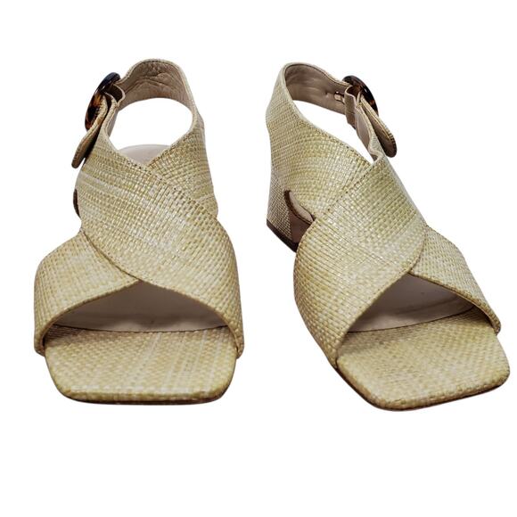 J Mclaughlin Jessamine Sandal Womens US 7 EU 37 Rattan Slingback Beige Heels - Picture 2 of 13